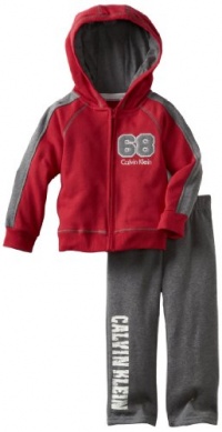 Calvin Klein Boys 2-7 Hooded Fleece Jacket Pant Set, Gray, 3T Calvin Klein Boys 2-7 Hooded Fleece Jacket Pant Set, Gray, 3T