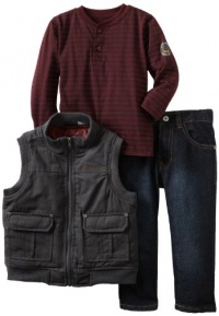 Calvin Klein Boys 2-7 Tee And Jean Canvas Puffy Vest, Gray, 3T Calvin Klein Boys 2-7 Tee And Jean Canvas Puffy Vest, Gray, 3T