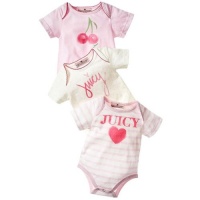 Juicy Couture Logo Bodysuits Baby/girls Pink (3 Pack) 0-3 months Juicy Couture Logo Bodysuits Baby/girls Pink (3 Pack) 0-3 months