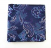 100% Silk Woven Navy and Lavender Pin Paisley Pocket Square