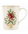 Gold trim and a fresh take on the Holiday dinnerware and dishes pattern make this Warm Wish mug an elegant addition to the beloved Lenox collection. With 'tis the season on handle.