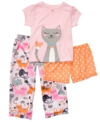 Snuggle up. She'll be comfy, cozy and ready to have sweet dreams in this darling shirt, short and pant sleepwear set from Carter's. Snuggle up. She'll be comfy, cozy and ready to have sweet dreams in this darling shirt, short and pant sleepwear set from Carter's.