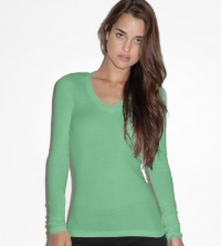Bella V-neck Sheer L/S Longer-Length Tee Comes in Many Colors Bella V-neck Sheer L/S Longer-Length Tee Comes in Many Colors