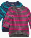 A fun alternative to bulky sweaters, this stripe sweater from Epic Threads is a sweet, snuggly style.