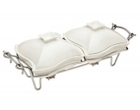 CERAMIC DOUBLE WARMER ON RACK - CERAMIC COVERED DOUBLE WARMERS ON RACK - Casserole CERAMIC DOUBLE WARMER ON RACK - CERAMIC COVERED DOUBLE WARMERS ON RACK - Casserole