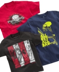 Get in the game! He'll be sports-minded even when he's not playing with one of these comfy tee shirts from Champion. Get in the game! He'll be sports-minded even when he's not playing with one of these comfy tee shirts from Champion.