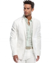 Buttoned-up style that suits your summer look. This washed jacket from Calvin Klein works with your business casual trend. Buttoned-up style that suits your summer look. This washed jacket from Calvin Klein works with your business casual trend.