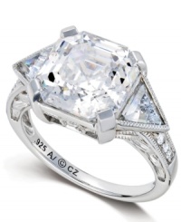 A pretty pattern of sparkle. Arabella's multi-faceted ring features round, imperial mosaic, and triangle-cut Swarovski zirconias (10-1/3 ct. t.w.) set in sterling silver. Size 7. A pretty pattern of sparkle. Arabella's multi-faceted ring features round, imperial mosaic, and triangle-cut Swarovski zirconias (10-1/3 ct. t.w.) set in sterling silver. Size 7.