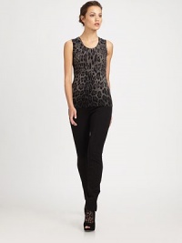 An exotic print in a slim-fitting silhouette on soft wool.ScoopneckSleevelessPullover stylingAbout 30 from shoulder to hemWoolDry cleanMade in Italy of imported fabric Model shown is 5'10 wearing US size 4. An exotic print in a slim-fitting silhouette on soft wool.ScoopneckSleevelessPullover stylingAbout 30 from shoulder to hemWoolDry cleanMade in Italy of imported fabric Model shown is 5'10 wearing US size 4.