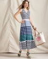 Go long in this chic maxi dress from Tommy Hilfiger. Decked out in multi-width stripes, it looks fresh with heels or wedges!