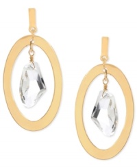 Center of attraction. Robert Lee Morris' drop earrings, crafted from gold-tone mixed metal, feature an orbital geometric glass stone for a look that's sure to dazzle. Approximate drop: 2 inches.