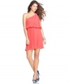 Tiered ruffles make this one-shoulder BCBGeneration pleated dress a pretty pick for a hot night out!