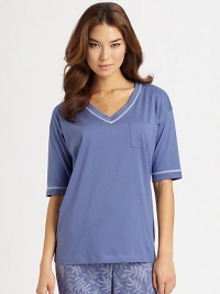 EXCLUSIVELY AT SAKS. Ultra-refined pima cotton gives this classic knit top extraordinarily comfort.V-necklineChest pocketShort sleevesTop-stitched detailsCottonMachine washImported EXCLUSIVELY AT SAKS. Ultra-refined pima cotton gives this classic knit top extraordinarily comfort.V-necklineChest pocketShort sleevesTop-stitched detailsCottonMachine washImported