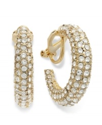 Light up the night with this pair of hoop earrings from Lauren by Ralph Lauren. Crafted from gold-tone mixed metal, the earrings feature Czech stones for a lustrous touch. Clip-on backing for non-pierced ears. Approximate drop: 1 inch. Approximate diameter: 1 inch. Light up the night with this pair of hoop earrings from Lauren by Ralph Lauren. Crafted from gold-tone mixed metal, the earrings feature Czech stones for a lustrous touch. Clip-on backing for non-pierced ears. Approximate drop: 1 inch. Approximate diameter: 1 inch.