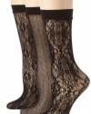 Calvin Klein Women's 3 Pack Lace Crochet Trouser Socks