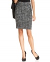 The fabric of the fall season, textural tweed, lends a fresh look to your office wardrobe. Calvin Klein's petite pencil skirt pairs perfectly with tailored jackets, soft blouses and elegant sweater sets.