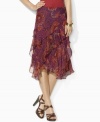 Tiers of ruffles and a sweeping paisley pattern enliven Lauren by Ralph Lauren's fluid silk georgette skirt. (Clearance)