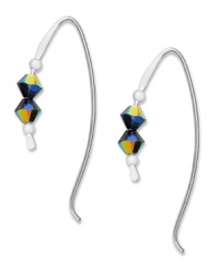 Sparkling Austrian crystal beads decorate these shapely earrings by Jody Coyote. Set in sterling silver. Approximate drop: 1-1/4 inches.