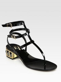 Lacquered, adjustable PVC straps accompany a rhinestone-embellished heel and classic thong front. Rhinestone-studded PVC heel, 1 (25mm)PVC upperRubber soleMade in ItalyOUR FIT MODEL RECOMMENDS ordering true whole size; ½ sizes should order the next whole size down. Lacquered, adjustable PVC straps accompany a rhinestone-embellished heel and classic thong front. Rhinestone-studded PVC heel, 1 (25mm)PVC upperRubber soleMade in ItalyOUR FIT MODEL RECOMMENDS ordering true whole size; ½ sizes should order the next whole size down.
