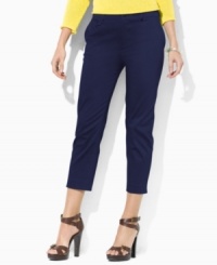 Rendered in sleek stretch twill, these Lauren by Ralph Lauren pants are crafted with a slim, cropped leg for modern style. Rendered in sleek stretch twill, these Lauren by Ralph Lauren pants are crafted with a slim, cropped leg for modern style.
