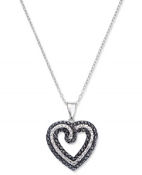 All that matters is the heart. Victoria Townsend's pretty heart necklace features round-cut black diamonds (1/5 ct. t.w.) and white diamond accents in sterling silver. Approximate length: 18 inches. Approximate drop: 1 inch. All that matters is the heart. Victoria Townsend's pretty heart necklace features round-cut black diamonds (1/5 ct. t.w.) and white diamond accents in sterling silver. Approximate length: 18 inches. Approximate drop: 1 inch.