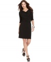 Ellen Tracy's draped dress exudes effortless feminine style with a flattering body-conscious silhouette.