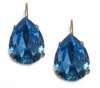 Creations Georgianni 14 Gold Plated Dangle Earrings with Aqua Swarovski Teardrop Crystals