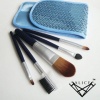 Alice 5 Piece Studio Quality Makeup Brush Set With Pouch--Blue, Gift idea