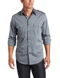 Perry Ellis Men's Long Sleeve Double Flip Pocket Shirt Perry Ellis Men's Long Sleeve Double Flip Pocket Shirt