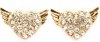 Gorgeous Gold Plated Flying Heart Angel Wings Stud Earrings with Sparkling Clear Crystals