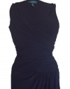 RALPH LAUREN Women's Sleeveless Faux Wrap Dress-BLACK-2