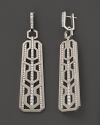 An eye-catching geometric pattern and brilliant diamonds distinguish these sterling silver drop earrings from India Hicks.