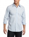 Calvin Klein Sportswear Men's Solid Stretch Free Fit Woven Shirt, Kentucky Blue, X-Large