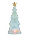 Spread the warmth of the season and brighten up every home with this heart-warming accent. A color-changing interior light highlights the graceful silhouette, artful foliage design and whimsical coloring of this Christmas tree figurine.