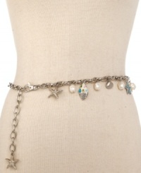 Charm up every outfit with Kenneth Jay Lane's eye-catching chain belt. Topped with darling sea life and pearl charms for aquatic allure. Charm up every outfit with Kenneth Jay Lane's eye-catching chain belt. Topped with darling sea life and pearl charms for aquatic allure.