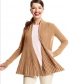 Charter Club updates the classic cashmere sweater with this cardigan. Ribbed knit and an open front creates a swingy silhouette for a modern look.