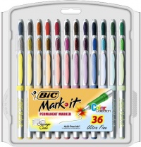 BIC Mark-It Color Collection Ultra Fine Permanent Marker, Assorted, 36 Markers