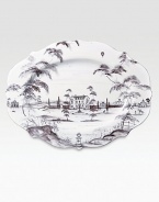 A winsome yet modern platter features age-old decorative techniques in fine stoneware, lending a dash of adventure to any culinary creation. From the Country Estate CollectionCeramic stoneware18½W X 13½LDishwasher- & microwave-safeImported