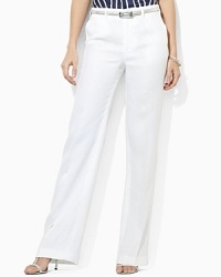 A classic-fitting dress pant exudes tailored sophistication in breezy, lightweight linen. A classic-fitting dress pant exudes tailored sophistication in breezy, lightweight linen.