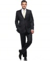 Look sharp. This navy suit from Donald J. Trump helps you break out of the box with a singular style statement.