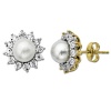 10k Yellow Gold Freshwater Cultured Pearl and Diamond-Accent Earrings