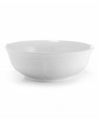 A gently scalloped edge in hardy stoneware gives the French Country cereal bowl an effortless grace that's ideal for every day. From Mikasa. A gently scalloped edge in hardy stoneware gives the French Country cereal bowl an effortless grace that's ideal for every day. From Mikasa.
