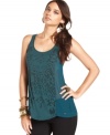 Studded leopard print adds fierce flair to this GUESS tank featuring a mesh inset at back!