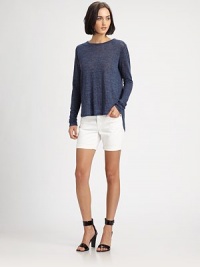 Whisperweight heathered linen in a slouchy pullover styled with a shape-defining shirttail hem.RoundneckLong sleevesHi-lo shirttail hemAbout 29 from shoulder to hemLinenDry cleanImportedModel shown is 5'10 (177cm) wearing US size Small. Whisperweight heathered linen in a slouchy pullover styled with a shape-defining shirttail hem.RoundneckLong sleevesHi-lo shirttail hemAbout 29 from shoulder to hemLinenDry cleanImportedModel shown is 5'10 (177cm) wearing US size Small.