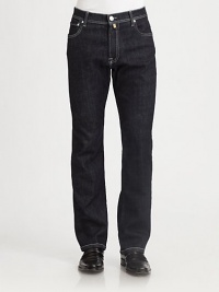 The richness and luxury you've come to expect from fine Japanese denim, tailored in a straight-fitting silhouette throughout the leg and contrast stitching for a signature finish.Five-pocket styleZip flyInseam, about 32CottonDry cleanImported The richness and luxury you've come to expect from fine Japanese denim, tailored in a straight-fitting silhouette throughout the leg and contrast stitching for a signature finish.Five-pocket styleZip flyInseam, about 32CottonDry cleanImported