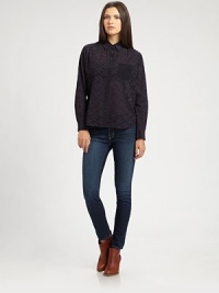 Allover lace perfects the vintage appeal of this semi-sheer cotton design. Point collarButton frontSingle front patch pocketLong sleevesCottonDry cleanImportedModel shown is 5'10 (177cm) wearing US size 4. Allover lace perfects the vintage appeal of this semi-sheer cotton design. Point collarButton frontSingle front patch pocketLong sleevesCottonDry cleanImportedModel shown is 5'10 (177cm) wearing US size 4.