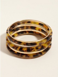 GUESS Brown Tortoiseshell Gold-Tone Bangles, GOLD GUESS Brown Tortoiseshell Gold-Tone Bangles, GOLD