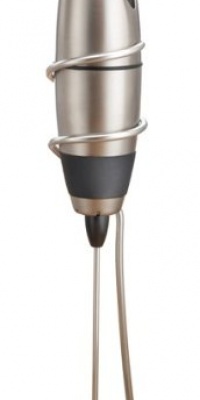 BonJour Battery-Powered Cafe Latte Frother with Stand, Chrome/Black