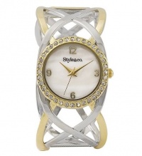 Style&co. Women's Two-Tone Gold & Silver Open Work Bangle Bracelet Watch SC1218 Style&co. Women's Two-Tone Gold & Silver Open Work Bangle Bracelet Watch SC1218