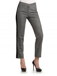 THE LOOKNarrow waistband with hook-and-eye and interior button closureZip flySide seam pocketsContrast side panelsCropped silhouetteTHE FITRise, about 10Inseam, about 29THE MATERIALVirgin woolCARE & ORIGINDry cleanImportedModel shown is 5'10 (177cm) wearing US size 4. THE LOOKNarrow waistband with hook-and-eye and interior button closureZip flySide seam pocketsContrast side panelsCropped silhouetteTHE FITRise, about 10Inseam, about 29THE MATERIALVirgin woolCARE & ORIGINDry cleanImportedModel shown is 5'10 (177cm) wearing US size 4.